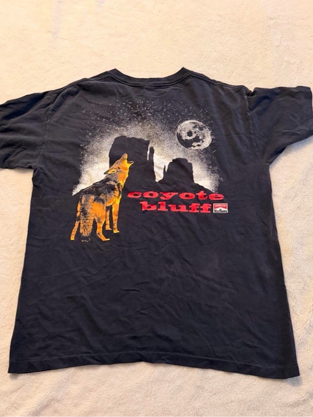 Coyote Marlboro Rare Graphic T‑Shirt featuring Howling Coyote - Black